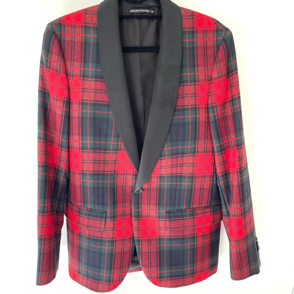 Club Monaco 100% Wool Plaid Blazer